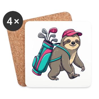 Lustiger Faultier-Golfer Cartoon Cooles Golftier - Untersetzer (4er-Set) - Weiß - Vorne