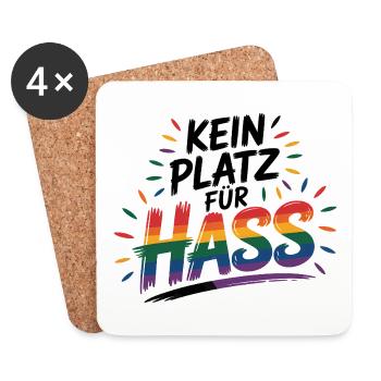 Pas de place pour la haine - Logo Cool Pride - Dessous de verre (lot de 4) - blanc - Devant