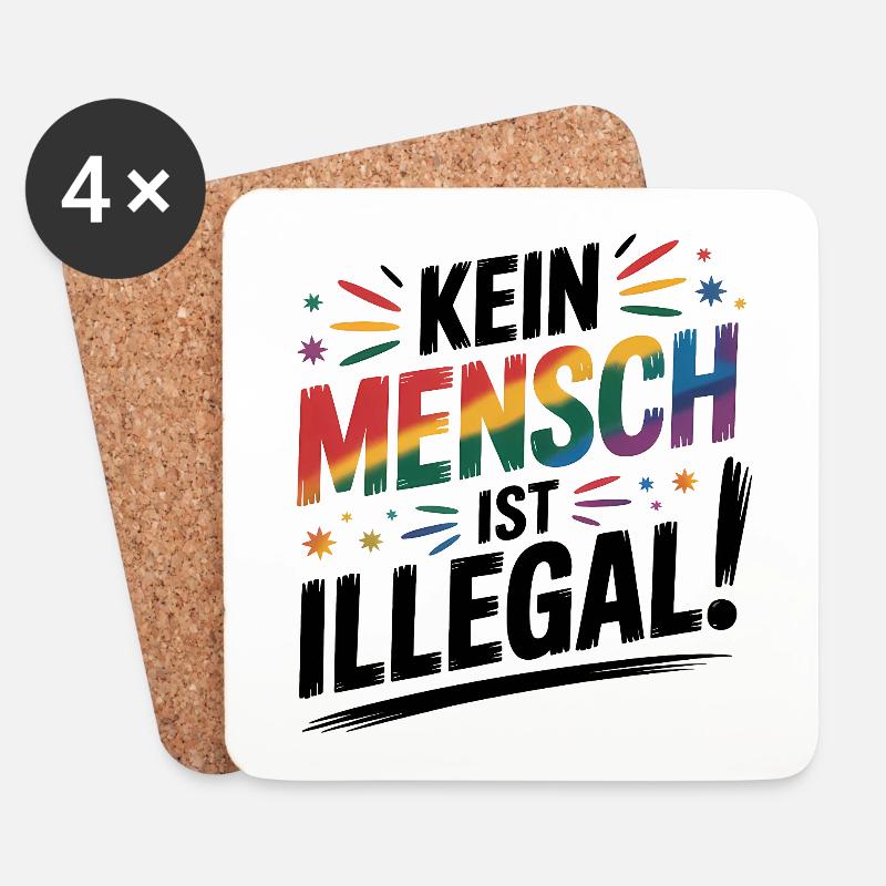 Kein Mensch ist illegal - Cool Pride Logo - Untersetzer (4er-Set) - Weiß