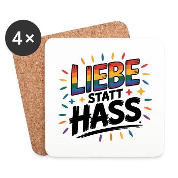 Love Instead Than Hate - Logo Cool Pride - Dessous de verre (lot de 4) - blanc - Devant