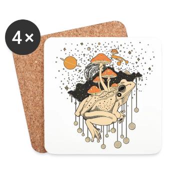 Grenouille Cosmique et Champignons dans l’Univers - Dessous de verre (lot de 4) - blanc - Devant