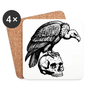 Vulture sitting on the skull. - Coasters (set of 4) - white - Front