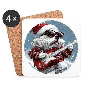 Kangal Dog Christmas Guitar - Coasters (set of 4) - white - Front