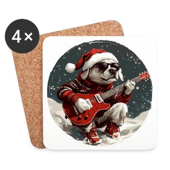 Labrador Dog Christmas Guitar - Coasters (set of 4) - white - Front