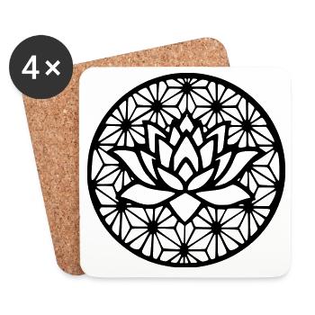 Flower of Life & Lotus - Coasters (set of 4) - white - Front