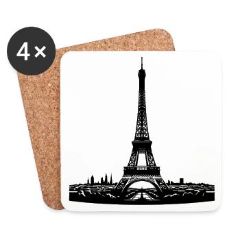 Französischer Blickfang Eiffelturm typisch Paris - Untersetzer (4er-Set) - Weiß - Vorne
