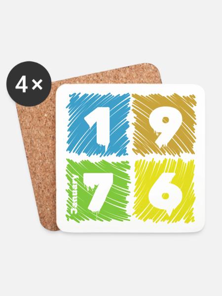 50. Geburtstag Farbige Patches since 01/1976 - Untersetzer (4er-Set) - Weiß