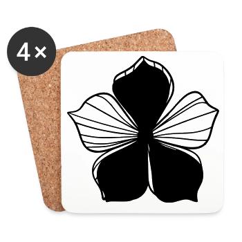 Design floral graphique transparent - Graphique fleur - Dessous de verre (lot de 4) - blanc - Devant