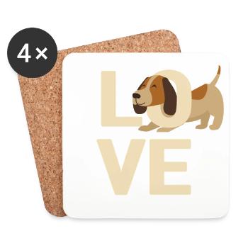 Ich liebe Hunde - Untersetzer (4er-Set) - Weiß - Vorne