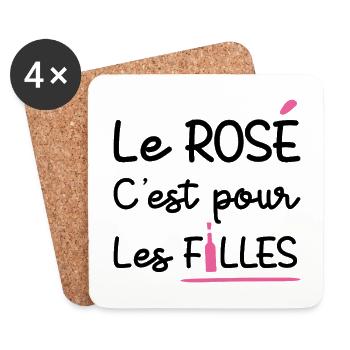 LE ROSÉ C'EST POUR LES FILLES !  - Dessous de verre (lot de 4) - blanc - Devant