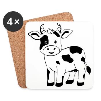 Vache Noire Fermière Cadeau Noire - Dessous de verre (lot de 4) - blanc - Devant