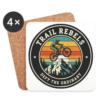 Trail Rebels Mountain Biker Rétro - Dessous de verre (lot de 4) - blanc - Devant