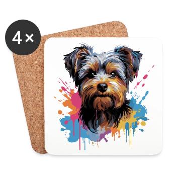 Yorkshire Terrier Splash Style - Dessous de verre (lot de 4) - blanc - Devant