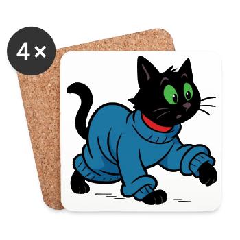 Meeko im übergroßen Pullover - Untersetzer (4er-Set) - Weiß - Vorne