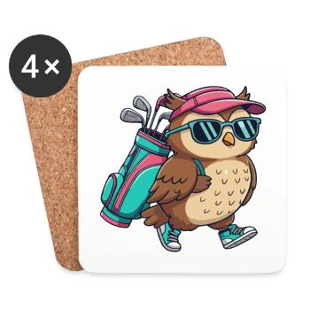 Lustiger Eulen-Golfer Cartoon Cooles Golftier - Untersetzer (4er-Set) - Weiß - Vorne