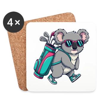 Lustiger Koala-Golfer Zeichentrick Cooles Golftier - Untersetzer (4er-Set) - Weiß - Vorne