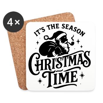 Noël à Noël weihnachten rock’n roll Santa - Dessous de verre (lot de 4) - blanc - Devant