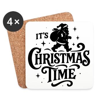 Noël à Noël weihnachten rock’n roll Santa - Dessous de verre (lot de 4) - blanc - Devant