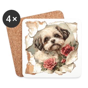 shih tzu - Coasters (set of 4) - white - Front