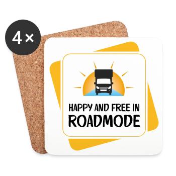 Heureux et libre en mode route – Camping-car - Dessous de verre (lot de 4) - blanc - Devant
