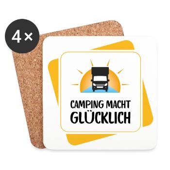 Le camping vous rend heureux – conception de camping-car - Dessous de verre (lot de 4) - blanc - Devant