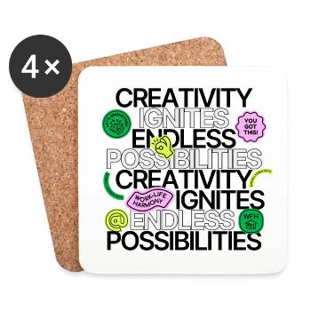 Creativity Ignites Endless Possibilities - Untersetzer (4er-Set) - Weiß - Vorne