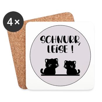 Cats Purr Quietly - Coasters (set of 4) - white - Front