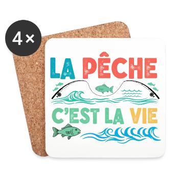 fishing is life,Humor,fisherman gift - Coasters (set of 4) - white - Front