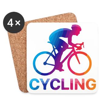 Rainbow Cyclist Silhouette - Untersetzer (4er-Set) - Weiß - Vorne