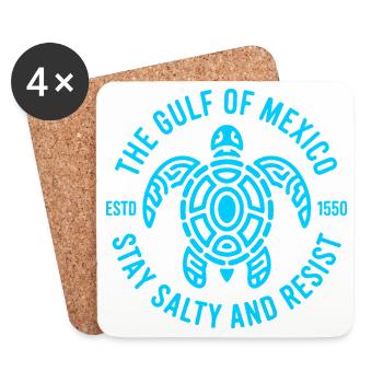 Gulf of Mexico Turtle Stay Salty and Resist - Coasters (set of 4) - white - Front