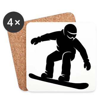 Sports d’hiver Minimalist Silhouette Snowboard - Dessous de verre (lot de 4) - blanc - Devant
