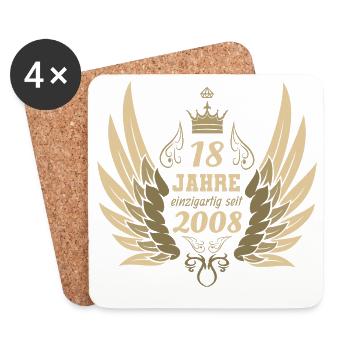 Unique vintage 2008 angel wings 18th birthday - Untersetzer (4er-Set) - Weiß - Vorne