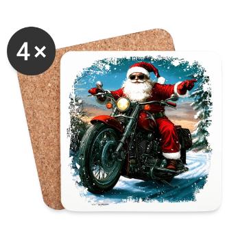 Motards Noël - Dessous de verre (lot de 4) - blanc - Devant
