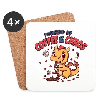 Drachen-Café-Chaos - Untersetzer (4er-Set) - Weiß - Vorne