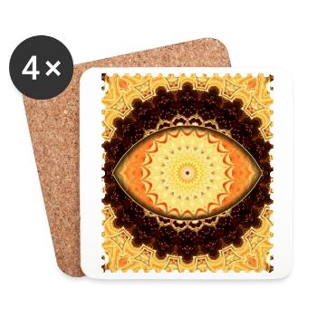 Feu du Mandala du Soleil Or - Dessous de verre (lot de 4) - blanc - Devant