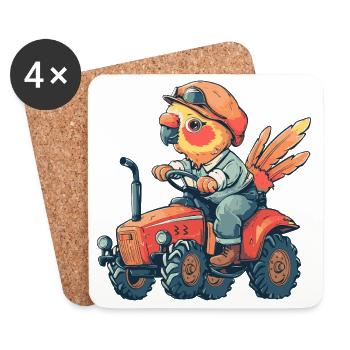 Parrot Tractor Farmer - Coasters (set of 4) - white - Front