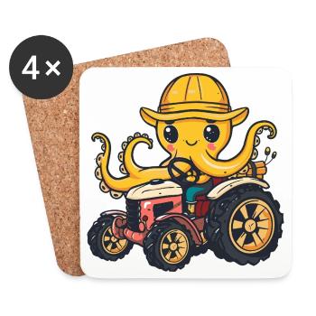 Oktopus Traktor Farmer - Untersetzer (4er-Set) - Weiß - Vorne