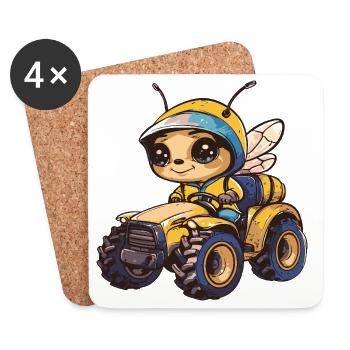 Biene Traktor Farmer - Untersetzer (4er-Set) - Weiß - Vorne