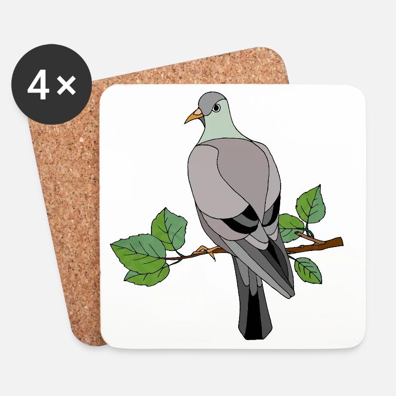 Oiseau coloré - Dessous de verre (lot de 4) - blanc