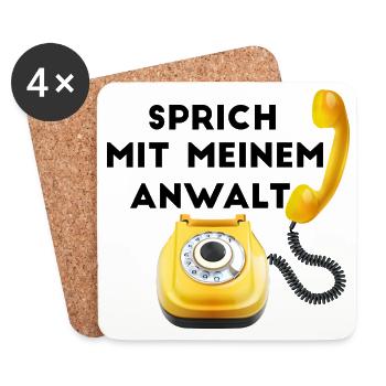 Gelbes Retrotelefon - Untersetzer (4er-Set) - Weiß - Vorne