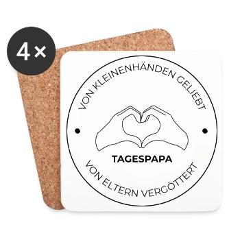 Von kleinen Händen geliebt – Tagespapa Design - Untersetzer (4er-Set) - Weiß - Vorne