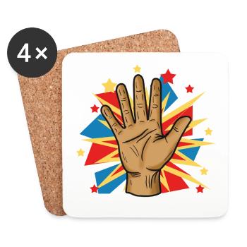 Comic hand with explosion burst - Coasters (set of 4) - white - Front