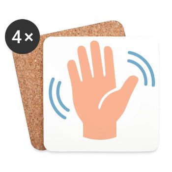 Waving Hand Icon Graphic - Coasters (set of 4) - white - Front