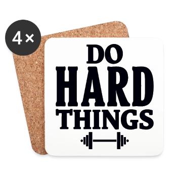 Do Hard Things Fitness Motivation Gym Saying - Coasters (set of 4) - white - Front