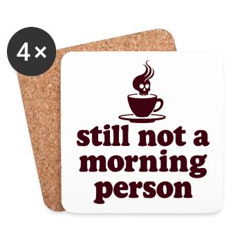 Toujours pas une personne matinale Morgenmuffel - Dessous de verre (lot de 4) - blanc - Devant