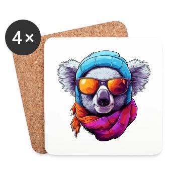 Cool Koala Cartoon Kawaii Wintervibes Kunst - Untersetzer (4er-Set) - Weiß - Vorne