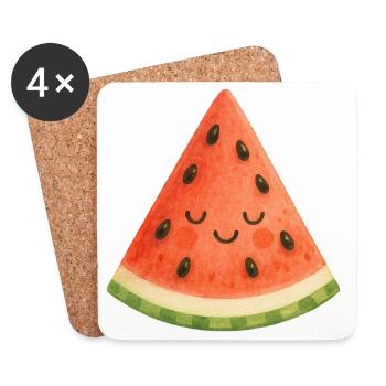 Kawaii Watermelon Fruit Summer Kids Melon Baby - Coasters (set of 4) - white - Front