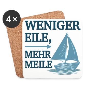 Weniger Eile, mehr Meile Segelmotiv - Untersetzer (4er-Set) - Weiß - Vorne