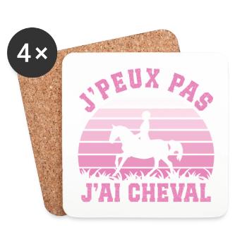 Je Peux pas j'ai cheval cadeau d'équitation  - Dessous de verre (lot de 4) - blanc - Devant