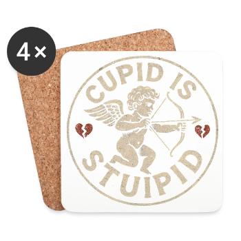 Cupidon est stupide. La haine à la Saint-Valentin. Anti-Valenti - Dessous de verre (lot de 4) - blanc - Devant